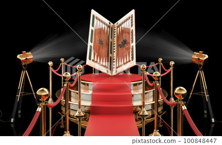 Podium with backgammon, board game. 3D rendering 100848447