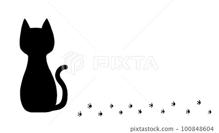 貓的輪廓和腳印 100848604