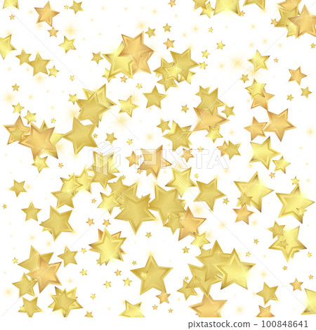 Magic stars vector overlay. Gold stars scattered around randomly, falling down, floating. Chaotic dreamy childish overlay template. Vector magic overlay on white background. Magic stars vector overlay. Gold stars scattered around randomly, falling down, floating. Chaotic dreamy childish overlay template. Vector magic overlay on white background. 100848641