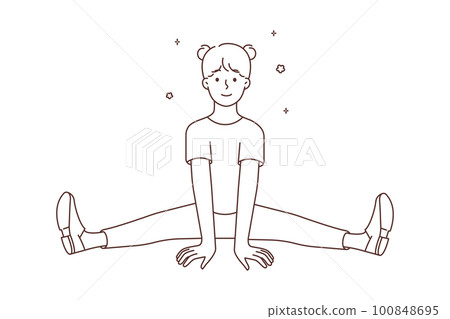 Smiling girl sit in leg-split Smiling girl sit in leg-split 100848695
