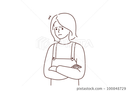 Unhappy girl feeling pensive Unhappy girl feeling pensive 100848729