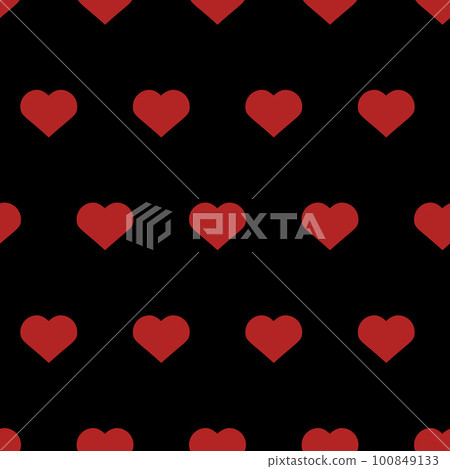 Hearts, seamless pattern, vector. Pattern of red hearts on a black background. Hearts, seamless pattern, vector. Pattern of red hearts on a black background. 100849133