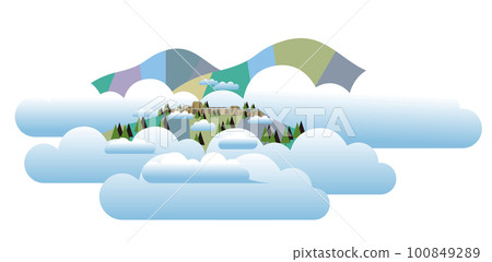 Takeda Castle, a castle in the sky floating in a sea of clouds Takeda Castle, a castle in the sky floating in a sea of clouds 100849289