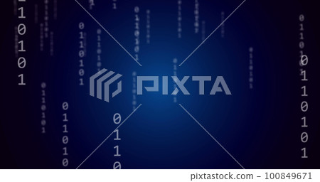 Image of binary coding and data processing over blue background Image of binary coding and data processing over blue background 100849671