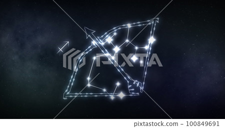 Image of sagittarius sign with stars on black background 100849691