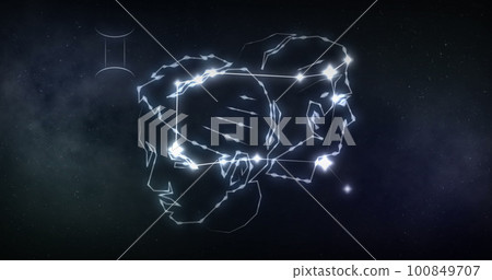 Image of gemini sign with stars on black background Image of gemini sign with stars on black background 100849707