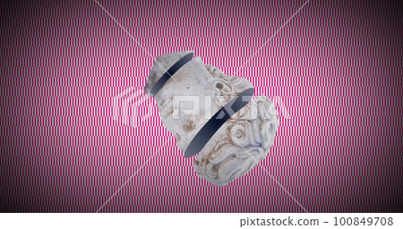 Image of head sculpture on checkered background Image of head sculpture on checkered background 100849708