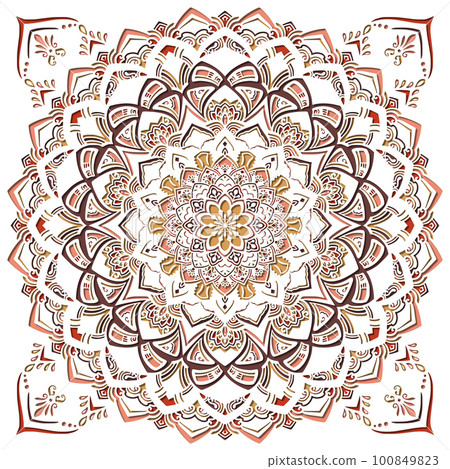 可愛的粉紅色曼陀羅風格圖案插圖 100849823
