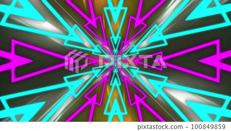 Image of arrows moving in seamless loop over light trails 100849859