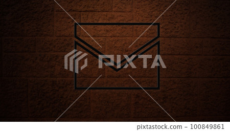 Composition of mail envelope icon over brick wall 100849861