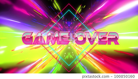 Image of game over text and light trails on black background 100850160