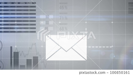 Image of envelope over statistics and data processing 100850161