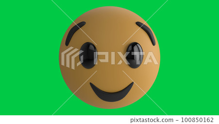 Composition of smiling emoji icon on green screen background 100850162