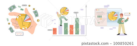 Set of people analyzing personal or corporate budget. Concept of finance accounting and calculation Set of people analyzing personal or corporate budget. Concept of finance accounting and calculation 100850261