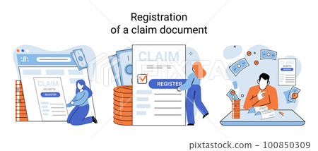 Registration of claim form register document, providing personal information, income information 100850309