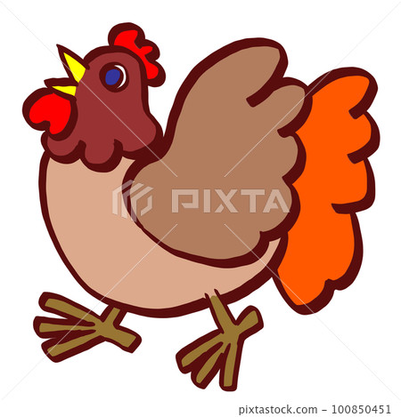 Illustration of a brown chicken (bird) 100850451
