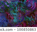 neon fluid blue, violet and green watercolor background with spiral circular lines drawn 100850863