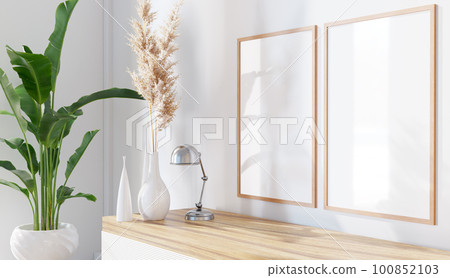 minimal room with picture frame mock up design minimal room with picture frame mock up design 100852103