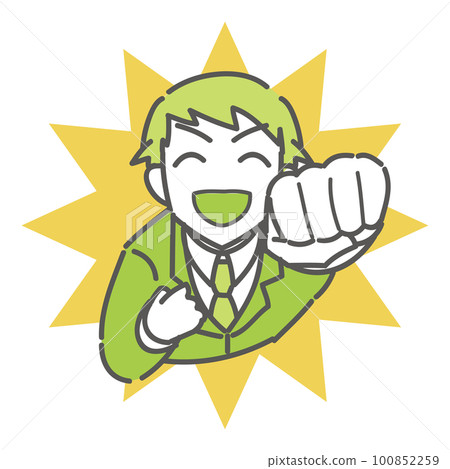 Office worker man pushing up his arm 100852259