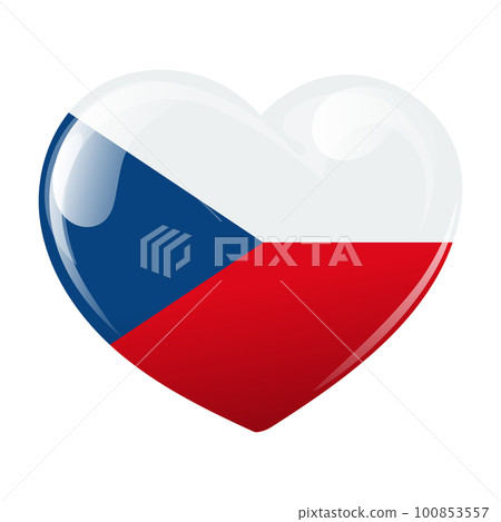 Flag of the Czech Republic in the shape of a heart. Heart with Czech Republic flag. 3d illustration, vector Flag of the Czech Republic in the shape of a heart. Heart with Czech Republic flag. 3d illustration, vector 100853557