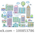 Illustration of cityscape with watercolor touch 100853786