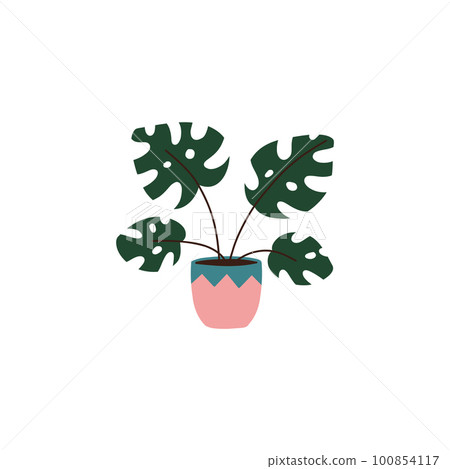 Potted plant. Houseplants in flower pot. Vector bundle of trendy plants 100854117