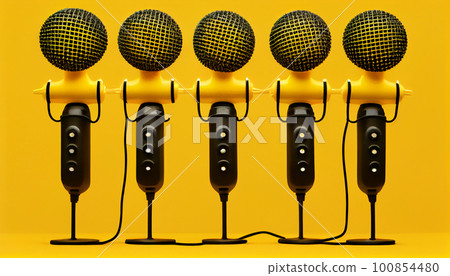 Retro microphone on yellow background Retro microphone on yellow background 100854480