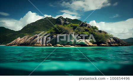 Seyshelles like island. Ai generative 100854496