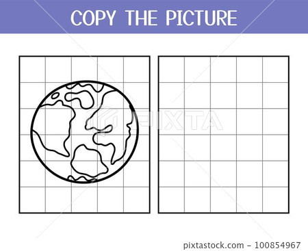 Copy the picture activity page for kids. Draw and color a planet Earth using the example 100854967