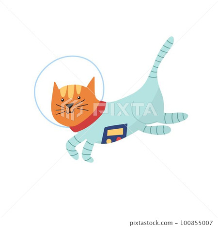 Cute astronaut cat in outer space. Funny print for kids 100855007