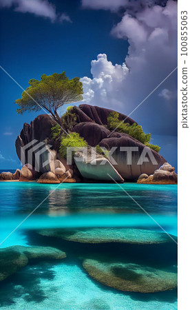 Seyshelles like island. Ai generative 100855063