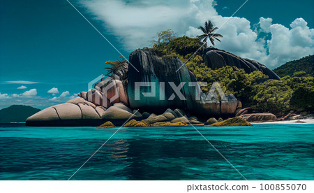 Seyshelles like island. Ai generative 100855070