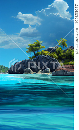 Seyshelles like island. Ai generative 100855077
