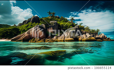 Seyshelles like island. Ai generative Seyshelles like island. Ai generative 100855114