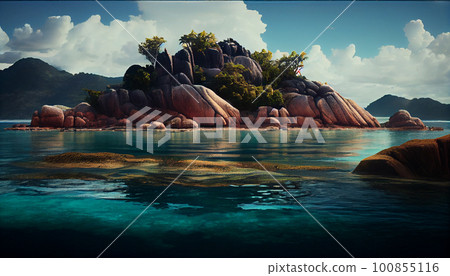 Seyshelles like island. Ai generative 100855116