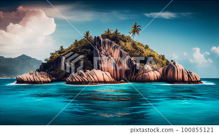Seyshelles like island. Ai generative 100855121