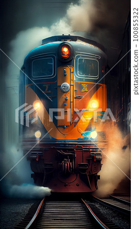 historic Steam train locomotive 100855322
