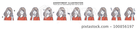 Illustration material set of women Illustration material set of women 100856197
