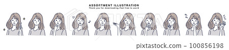 Illustration material set of women Illustration material set of women 100856198