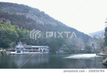 Yufuin floral village travel location in Oita Japan on morning 100856764