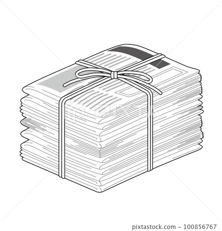 Bundle of old newspapers for recyclable waste 100856767