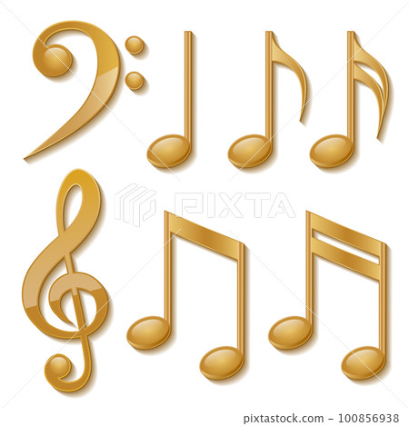 Set of golden musical notes. Vector illustration. Set of golden musical notes. Vector illustration. 100856938