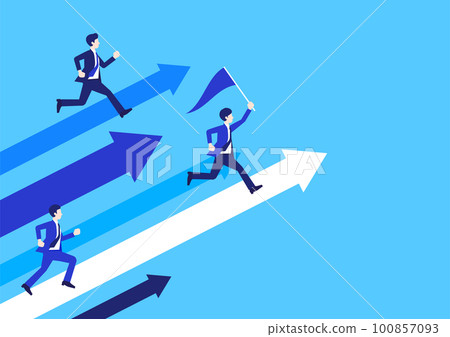 Image of businessman and arrow running 100857093