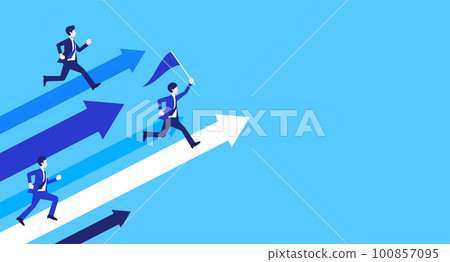 Image of businessman and arrow running Image of businessman and arrow running 100857095
