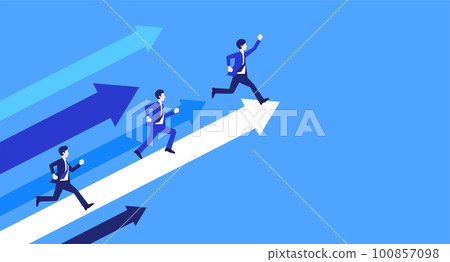 Image of businessman and arrow running 100857098