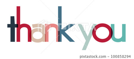 Colorful letters forming the word -thank you- Gratitude thanks and agreement between colleagues or friends or family. Teamwork. Appreciate and thank. To be grateful 100858294