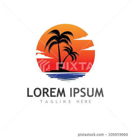 Palm tree summer logo template 100859068