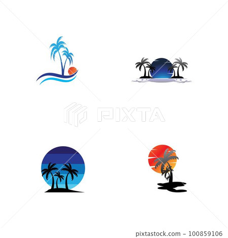 Palm tree summer logo template 100859106