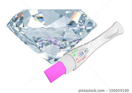 Pregnancy test positive with diamond, 3D rendering Pregnancy test positive with diamond, 3D rendering 100859190