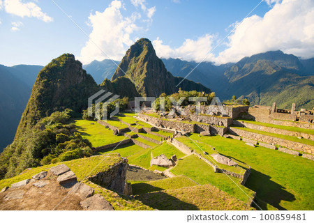 View of the Lost Incan City of Machu Picchu near Cusco, Peru View of the Lost Incan City of Machu Picchu near Cusco, Peru 100859481